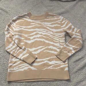 Daily Ritual Zebra Print Sweater Beige Cream Small Cozy Knit